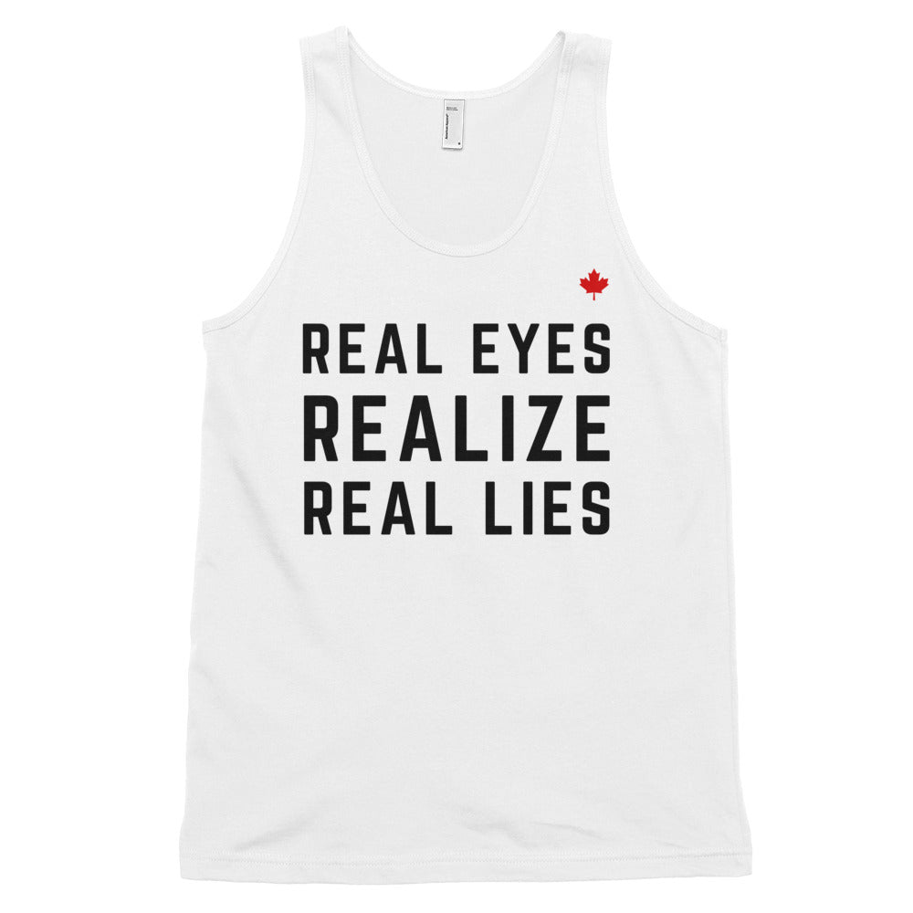 REAL EYES REALIZE REAL LIES (White) - Classic Unisex Tank