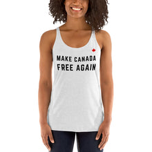 Load image into Gallery viewer, MAKE CANADA FREE AGAIN (Heather White) - Women&#39;s Racerback Tank
